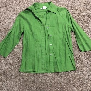 Linen David n petite green blouse
